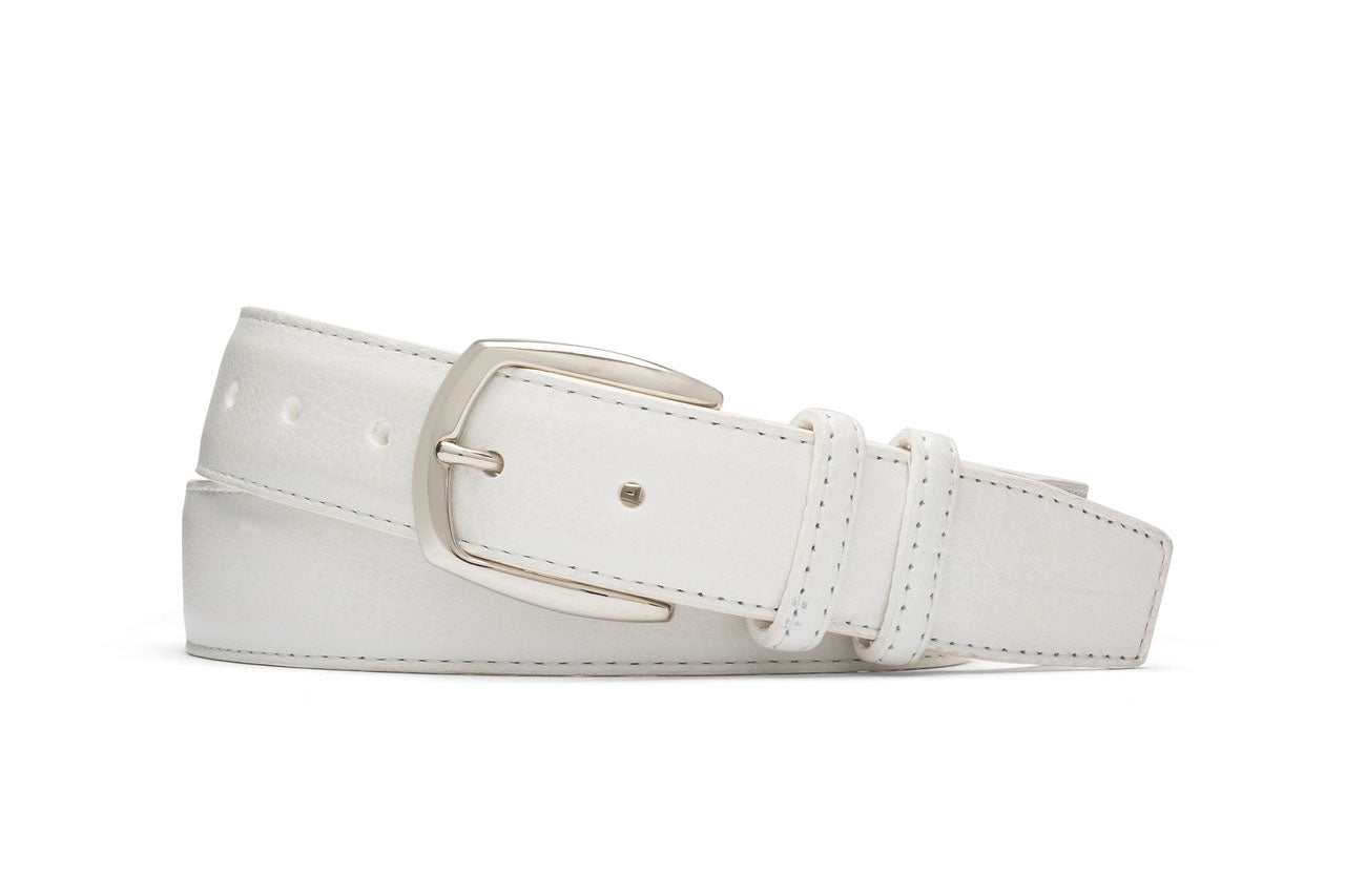 Pebbled Calf Belt with Nickel Buckle
