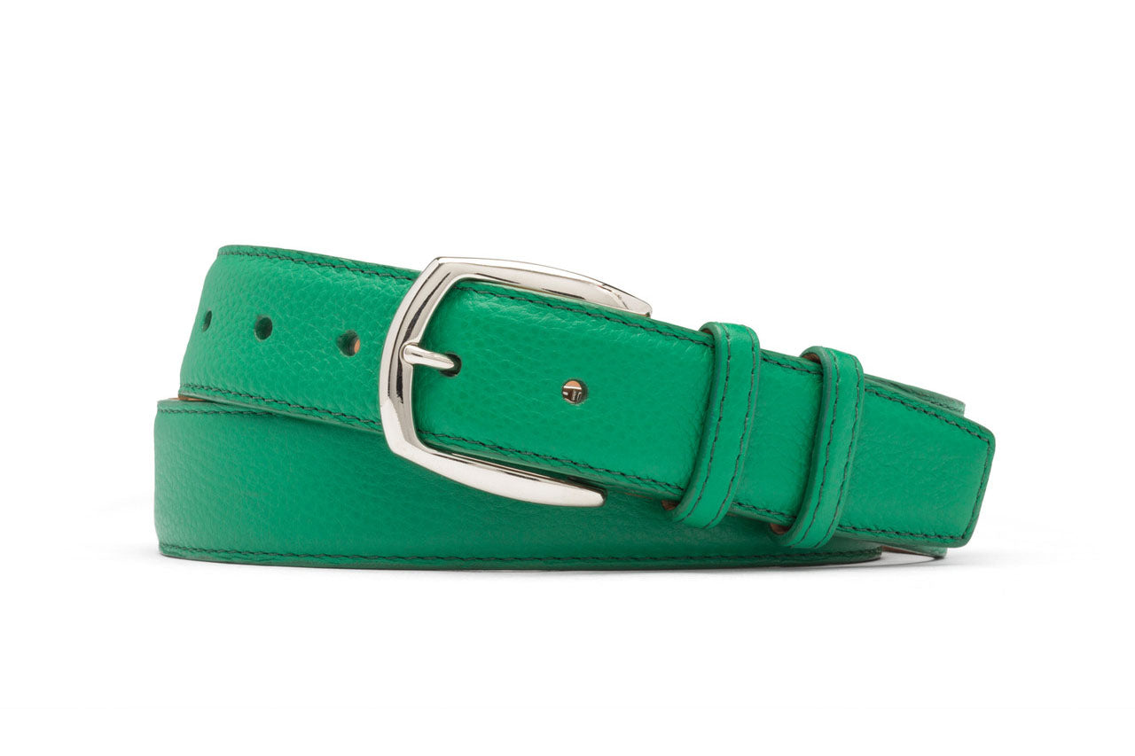 Pebbled Calf Belt with Nickel Buckle