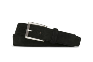 Extra-Long Suede Belt with Nickel Roller Buckle