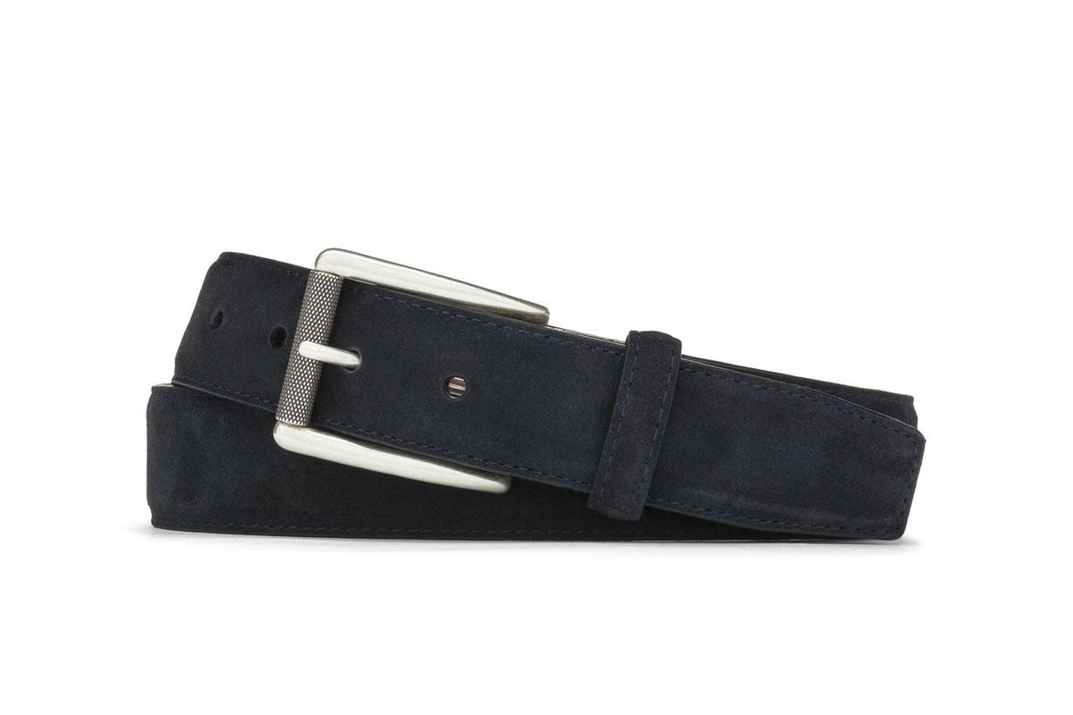 Extra-Long Suede Belt with Nickel Roller Buckle