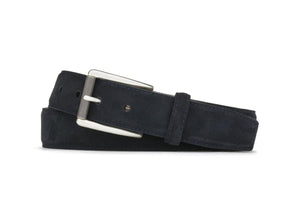 Extra-Long Suede Belt with Nickel Roller Buckle