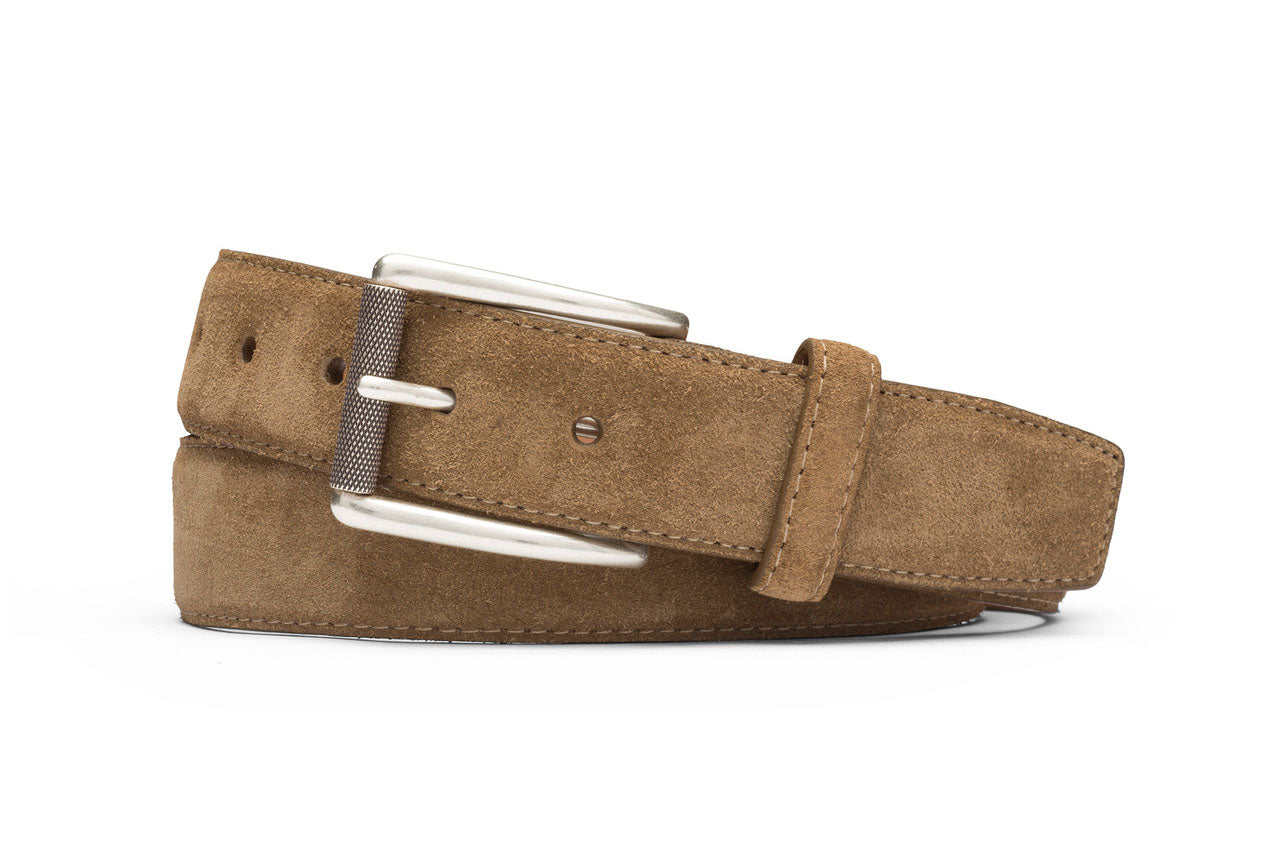 Suede Belt with Nickel Roller Buckle - w.kleinberg