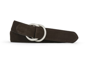 Extra-Long Suede Belt with O-ring Buckles