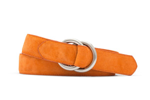 Extra-Long Suede Belt with O-ring Buckles