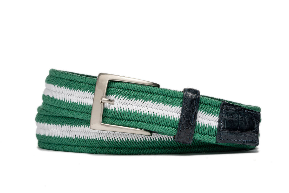 Birdie Stretch Belt with Croc Tabs and Brushed Nickel Buckle