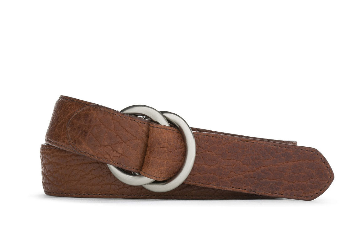 Tucson American Bison Belt with Brushed Nickel O-ring Buckles