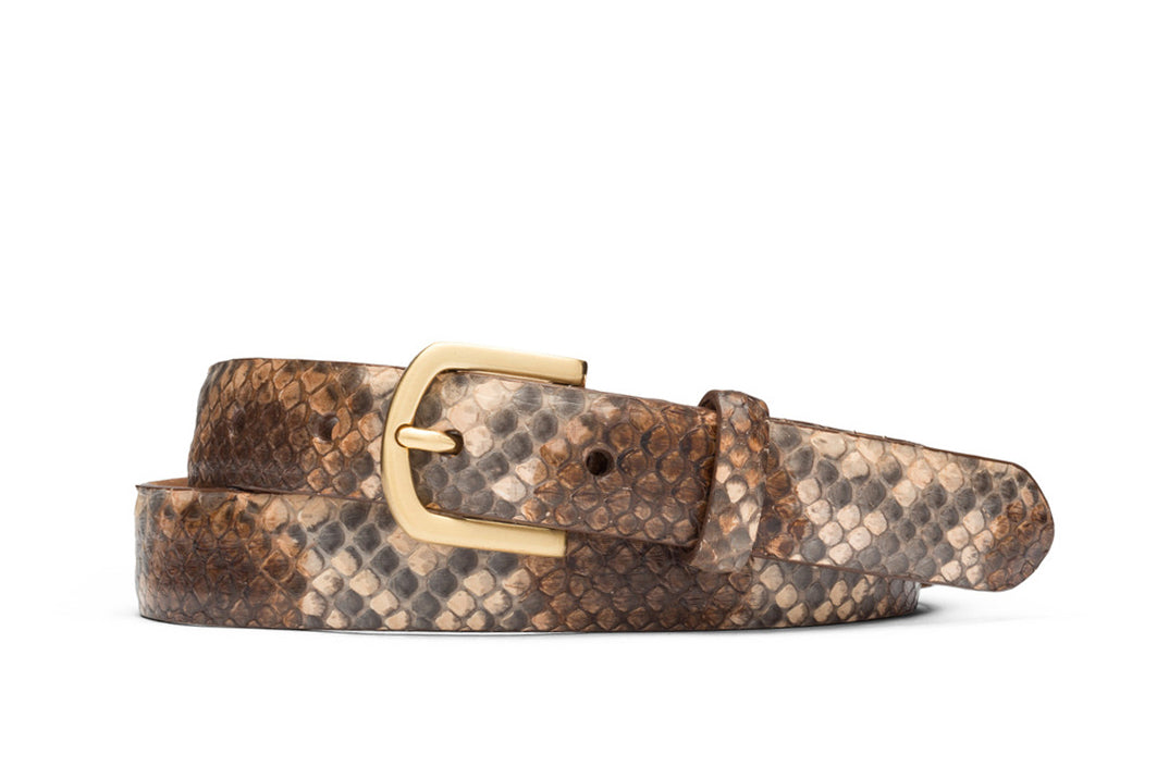 Skinny Python Belt with Brushed Gold Buckle