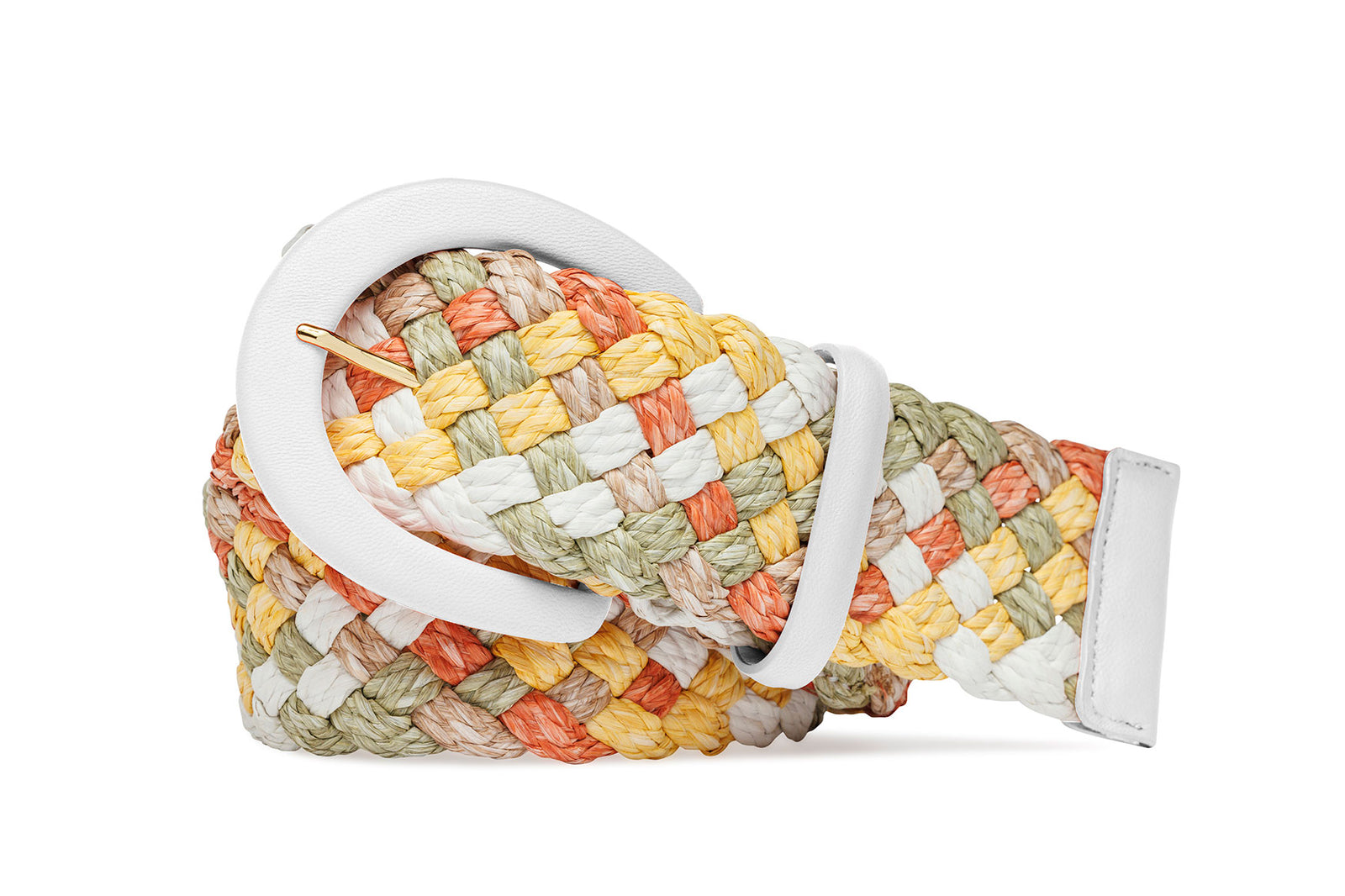 Wide Woven Straw Belt with Covered Buckle