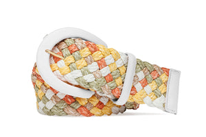 Wide Woven Straw Belt with Covered Buckle