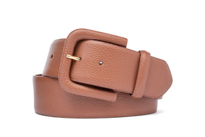 Pebbled Calf Belt with Covered Buckle