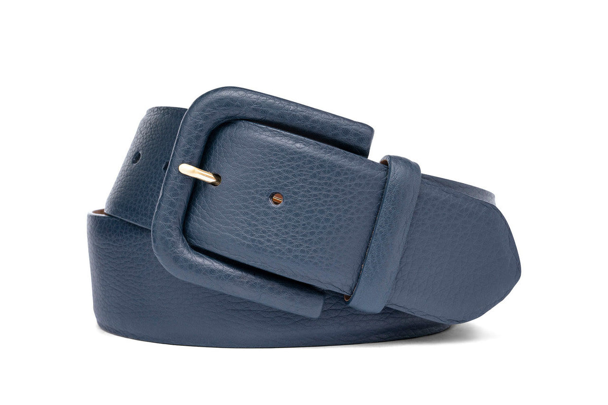 Pebbled Calf Belt with Covered Buckle