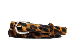 Skinny Calf Hair Belt with Nickel Buckle - w.kleinberg