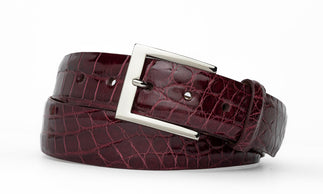 1-3/8" Glazed American Alligator Belt with Nickel and Gold Buckles