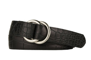 Matte Alligator Belt with O-ring Buckles