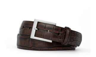 1-3/8" Matte American Alligator Belt with Brushed Nickel and Gold Buckles