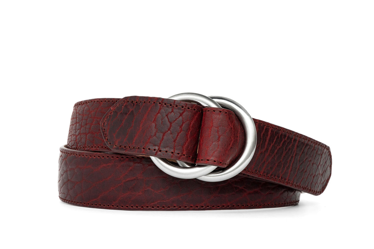 Tucson American Bison Belt with Brushed Nickel O-ring Buckles