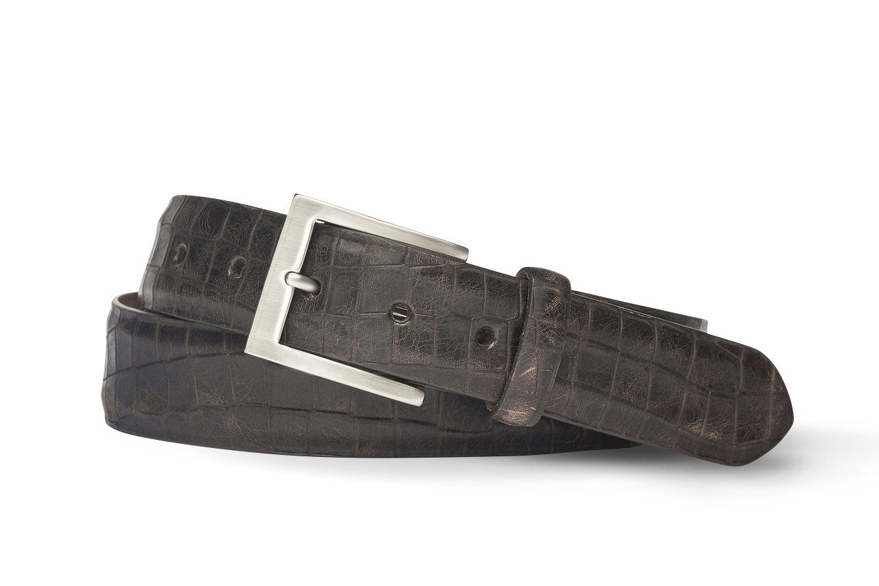 Embossed Dragon Belt with Antique Silver Buckle - w.kleinberg