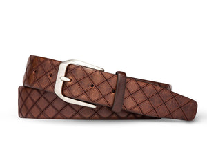 Italian Diamond Calf Belt with Brushed Nickel Buckle