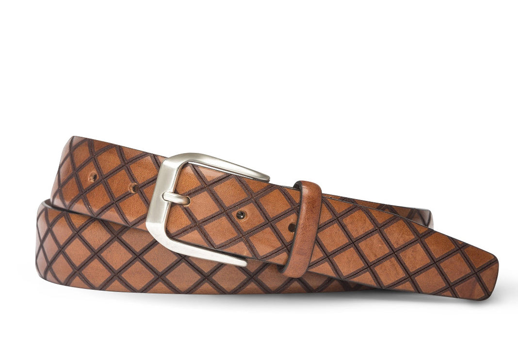 Italian Diamond Calf Belt with Brushed Nickel Buckle