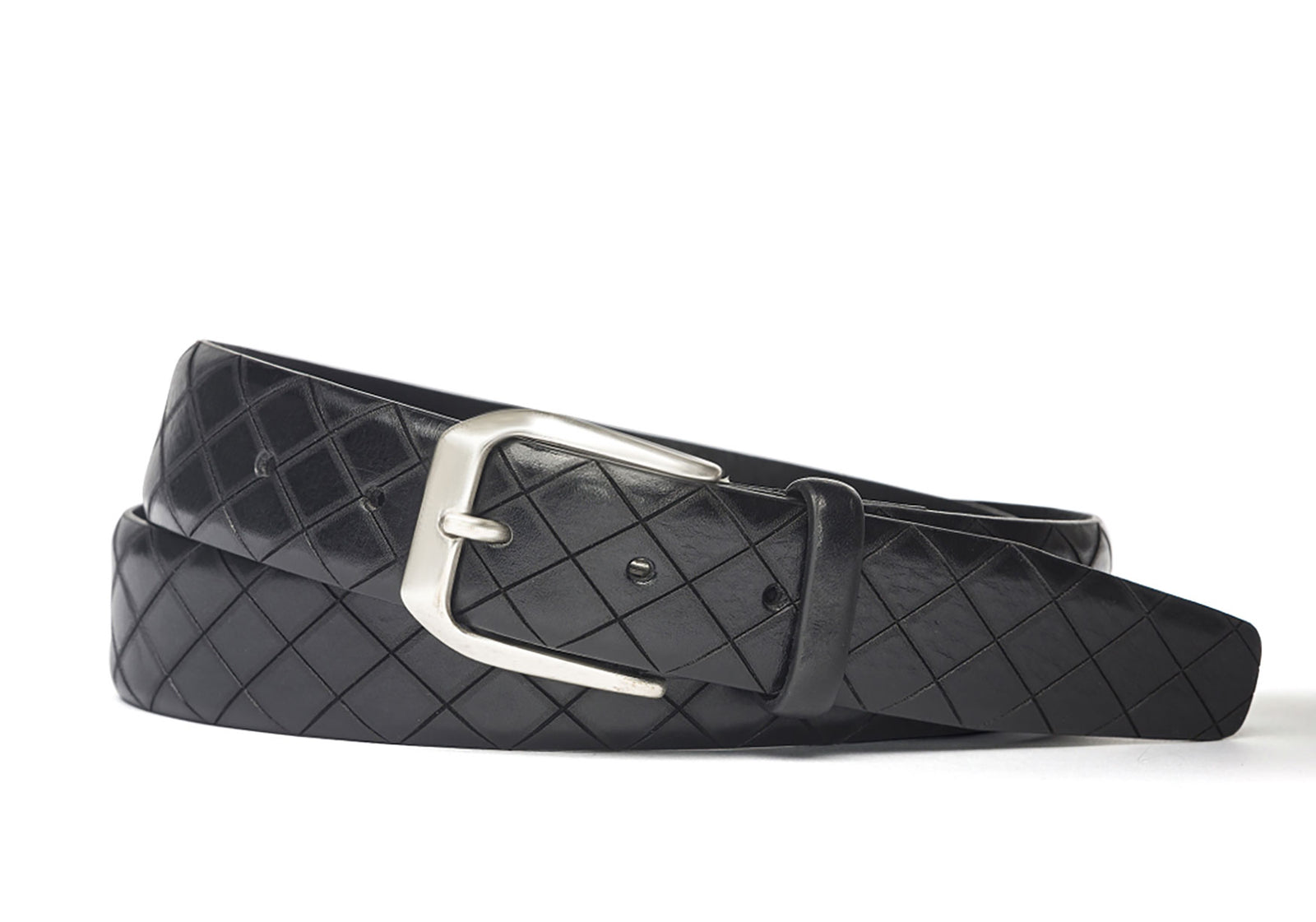Italian Diamond Calf Belt with Brushed Nickel Buckle