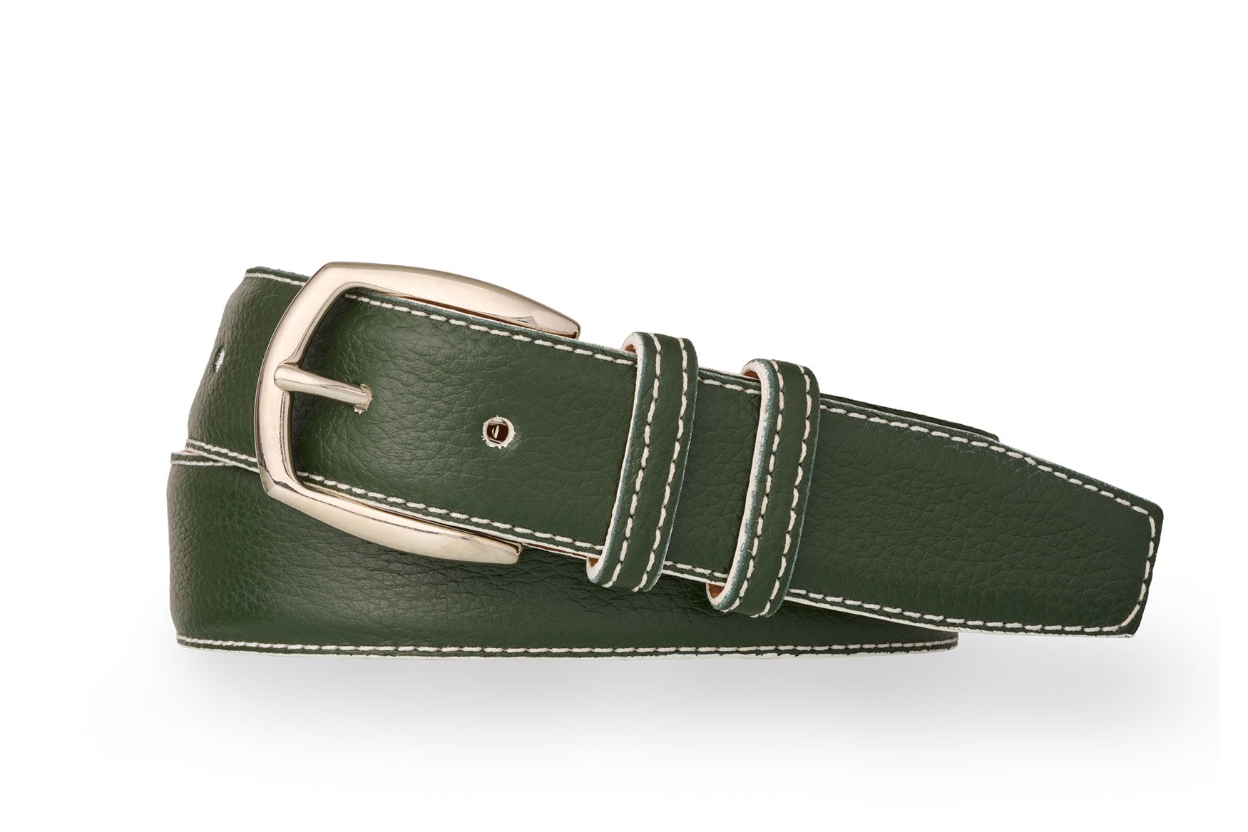 Pebbled Calf Belt with Nickel Buckle - w.kleinberg