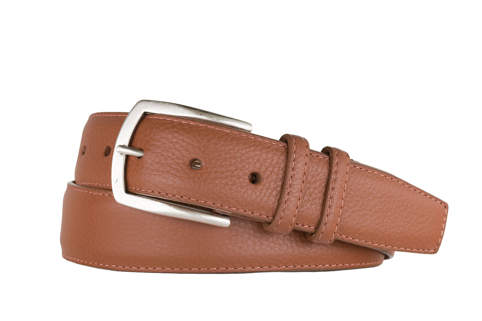Pebbled Calf Belt with Nickel Buckle