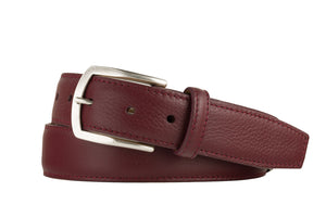 Pebbled Calf Belt with Nickel Buckle