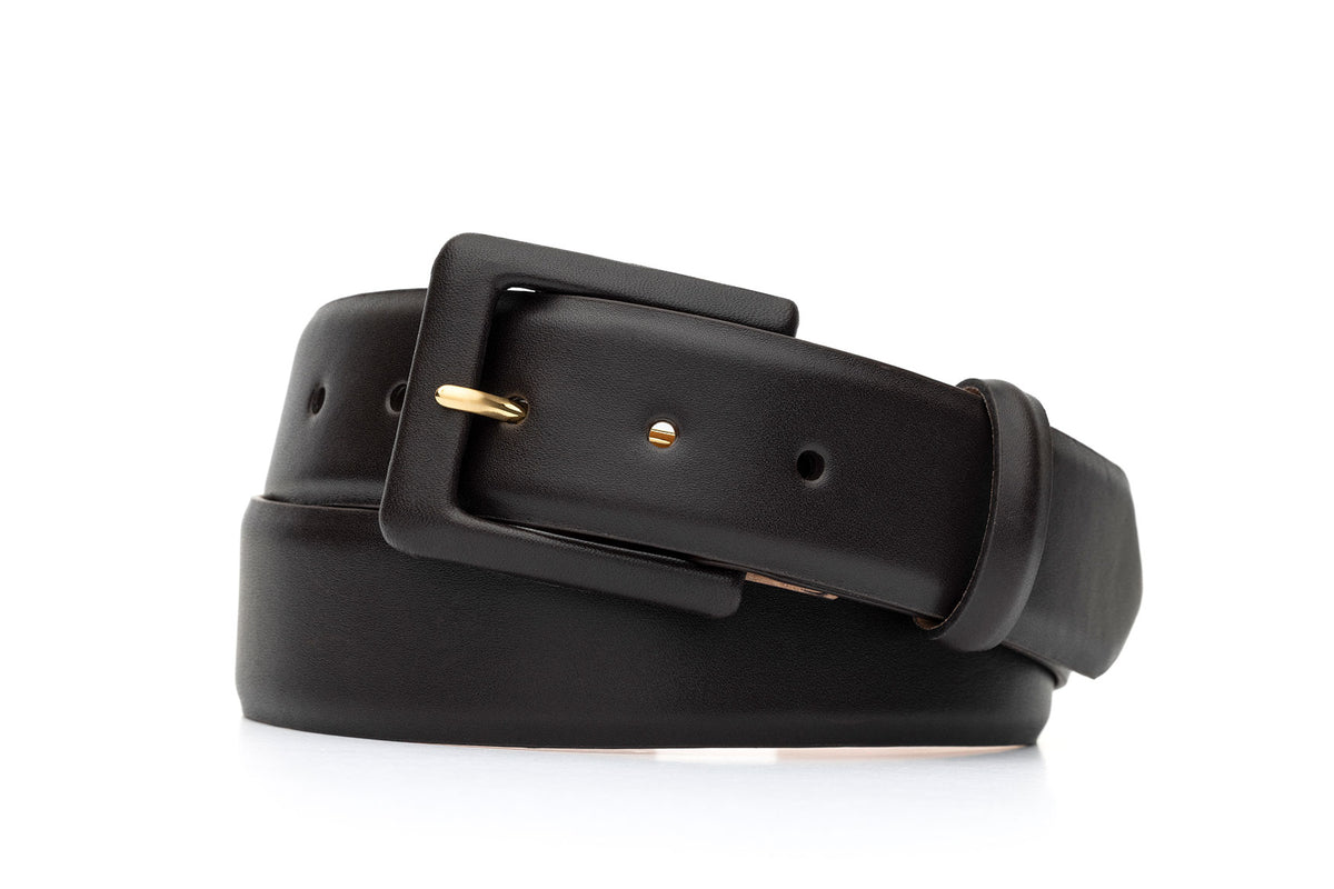 Semi-Matte Calf Belt with Covered Buckle