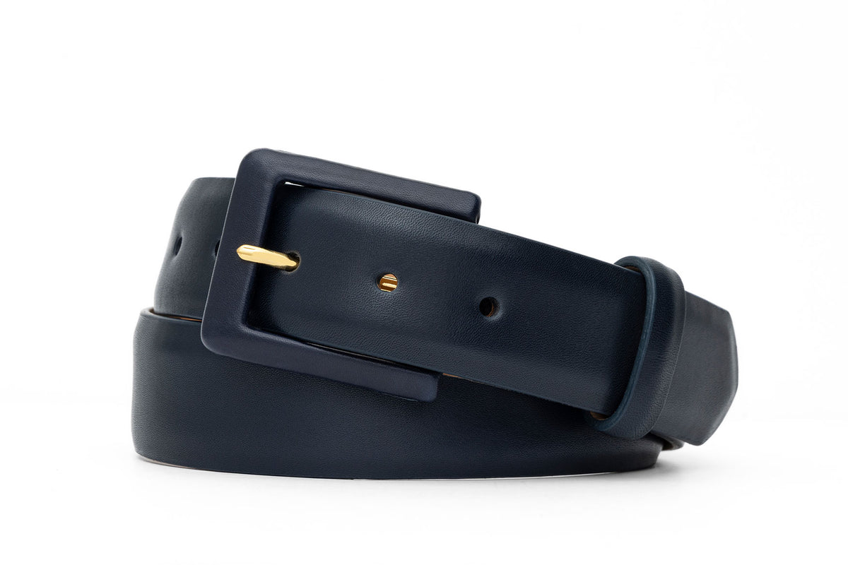 Semi-Matte Calf Belt with Covered Buckle