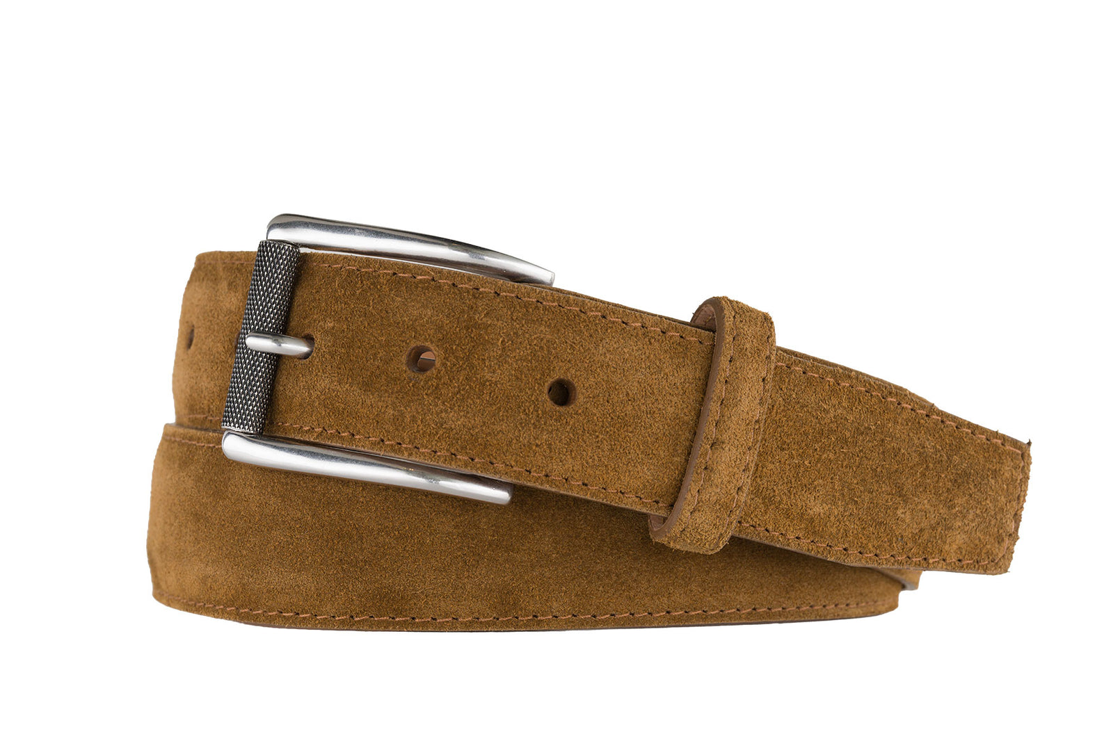 Suede Belt with Nickel Roller Buckle