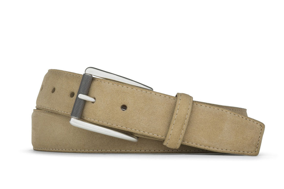 Suede Belt with Nickel Roller Buckle
