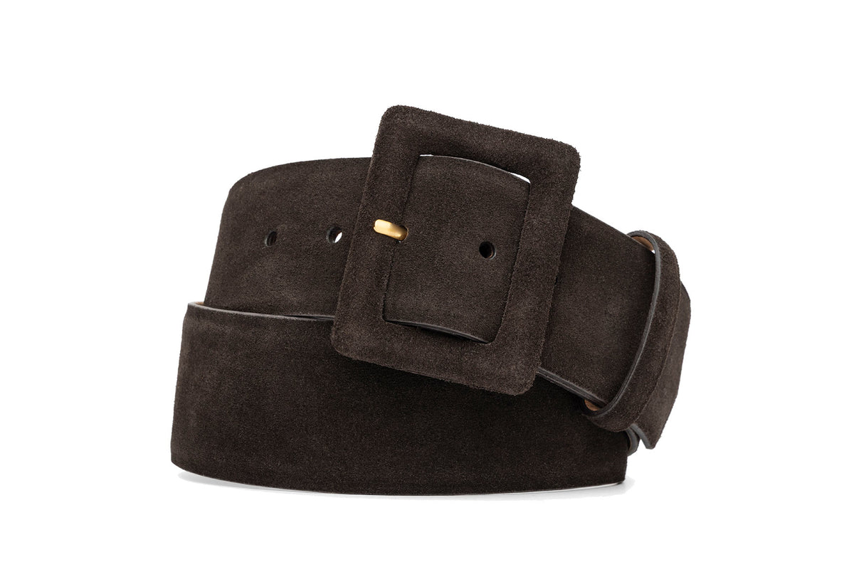 Suede Calf Belt with Covered Buckle