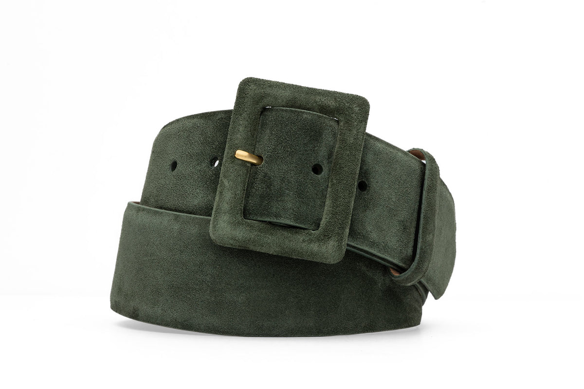 Suede Calf Belt with Covered Buckle