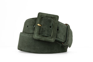 Suede Calf Belt with Covered Buckle