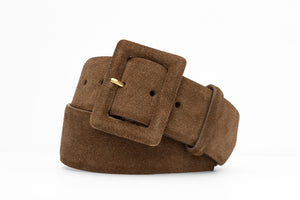 Suede Calf Belt with Covered Buckle