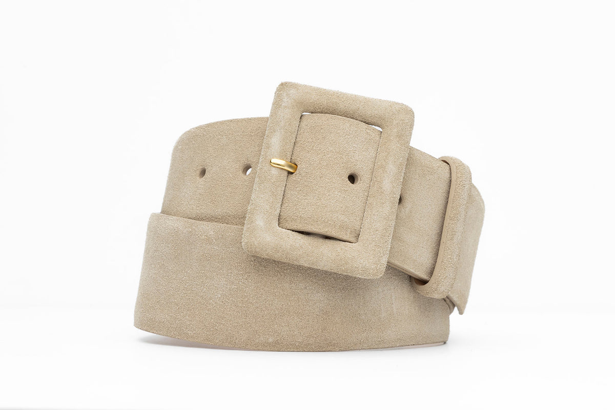 Suede Calf Belt with Covered Buckle