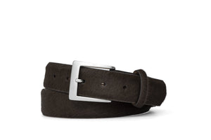 Calf Hair Belt with Brushed Nickel Buckle