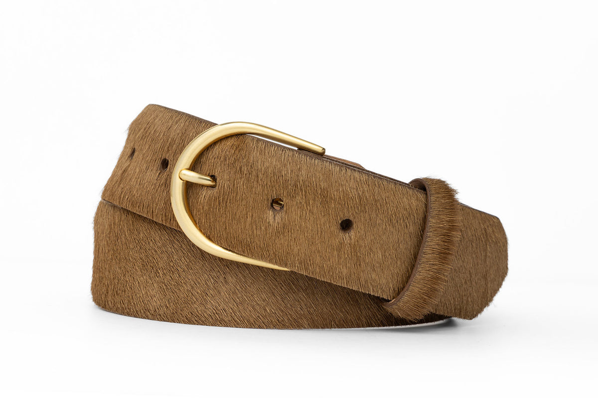 1-1/2" Calf Hair Belt with Round Buckle