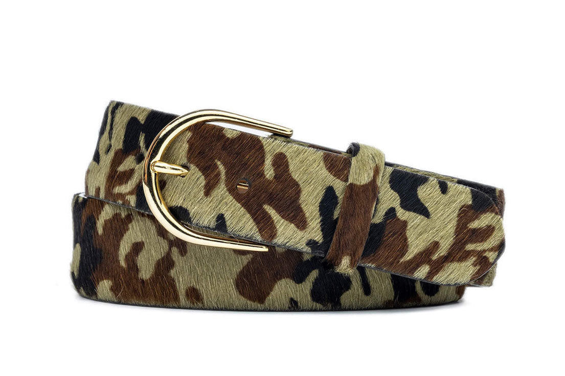 1-1/2" Calf Hair Belt with Rounded Buckle