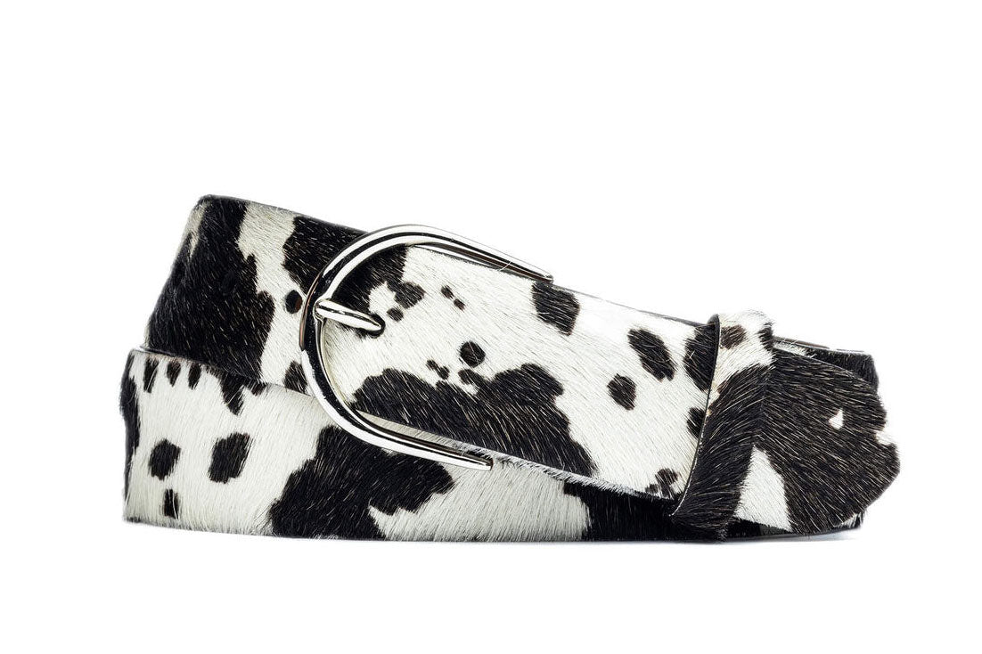 1-1/2" Calf Hair Belt with Round Buckle