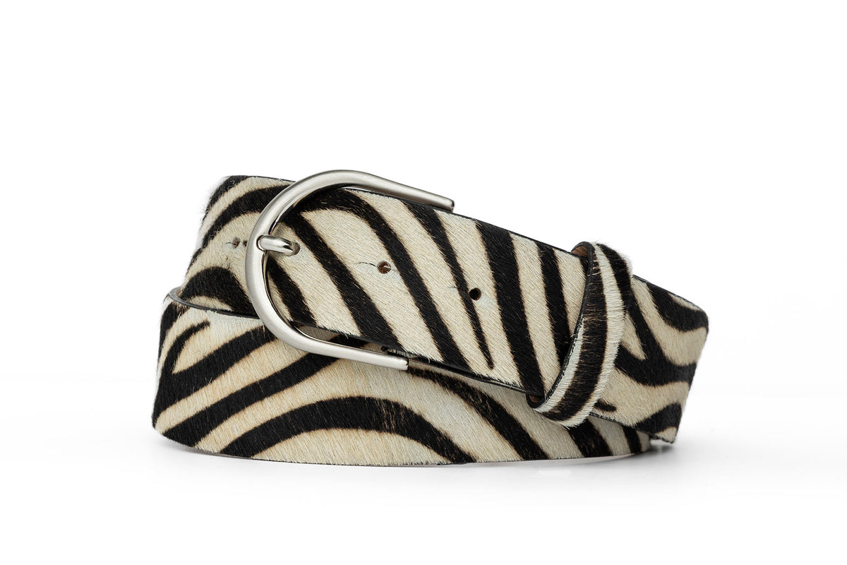 1-1/2" Calf Hair Belt with Round Buckle