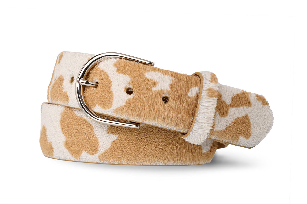 Calf Hair Belt with Round Buckle