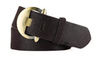 Wide Calf Hair Belt with Brass Buckle - Chocolate