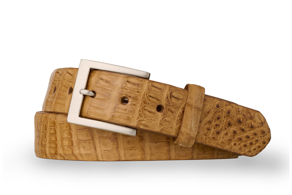 Caiman Crocodile Belt with Brushed Nickel Buckle