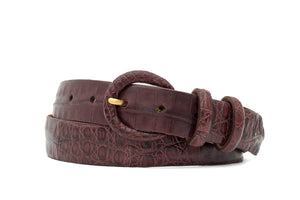 Caiman Crocodile Belt with Covered Buckle