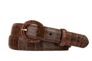 Caiman Crocodile Belt with Covered Buckle