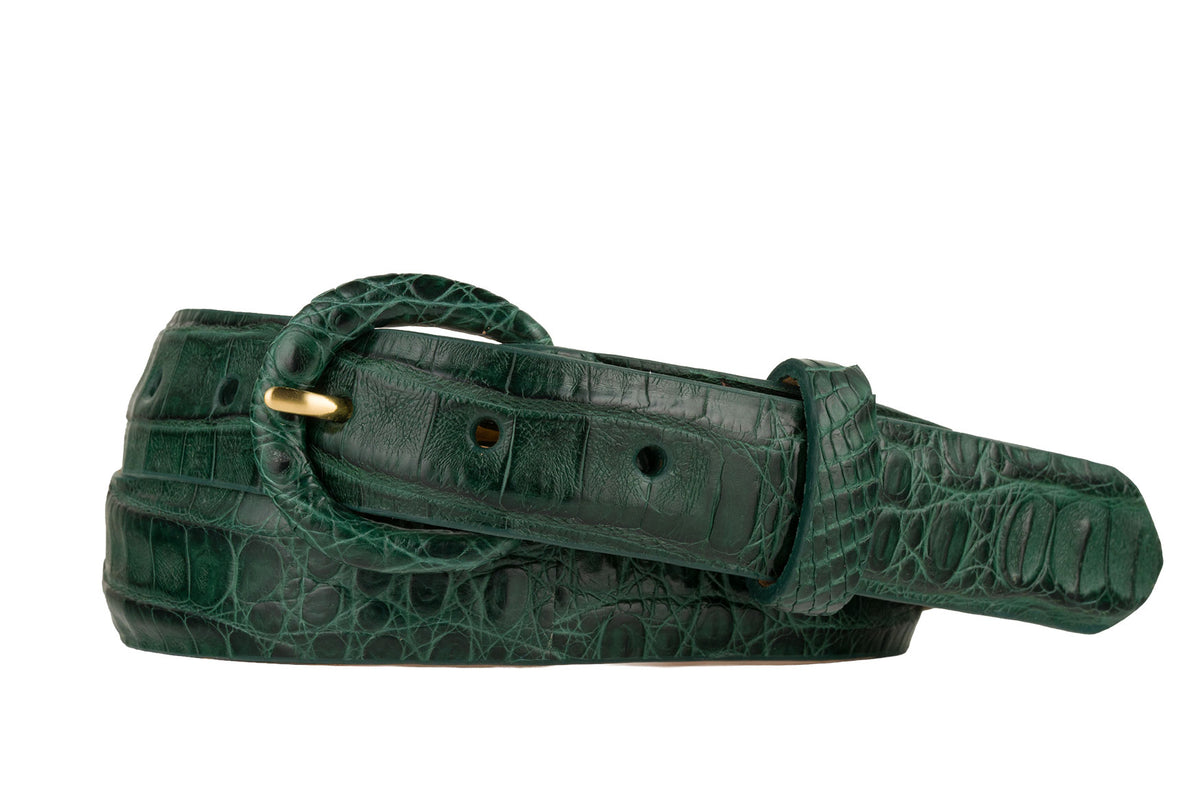 Caiman Crocodile Belt with Covered Buckle