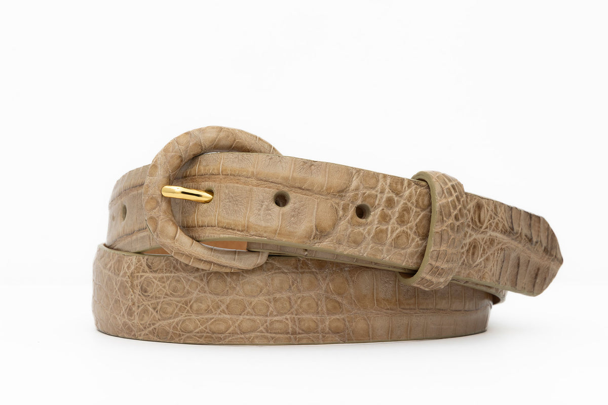 Caiman Crocodile Belt with Covered Buckle