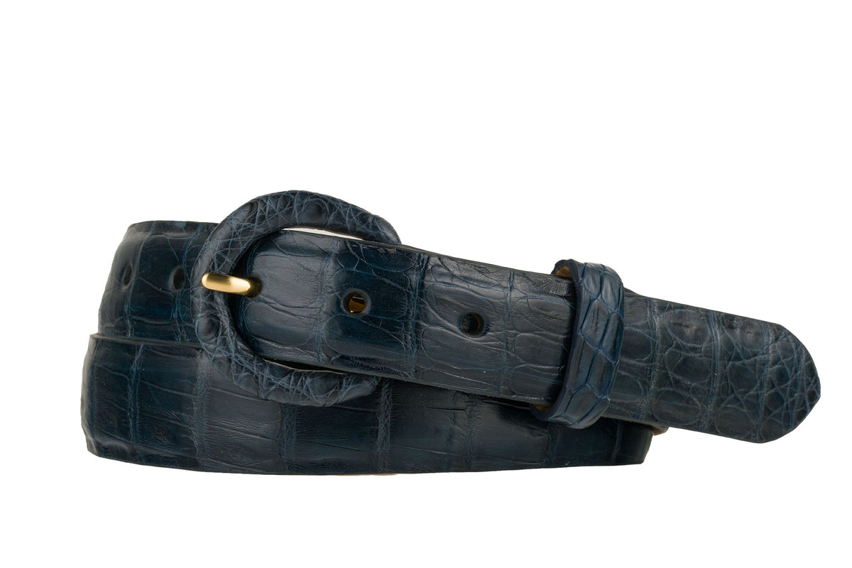 Caiman Crocodile Belt with Covered Buckle