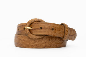 Caiman Crocodile Belt with Covered Buckle
